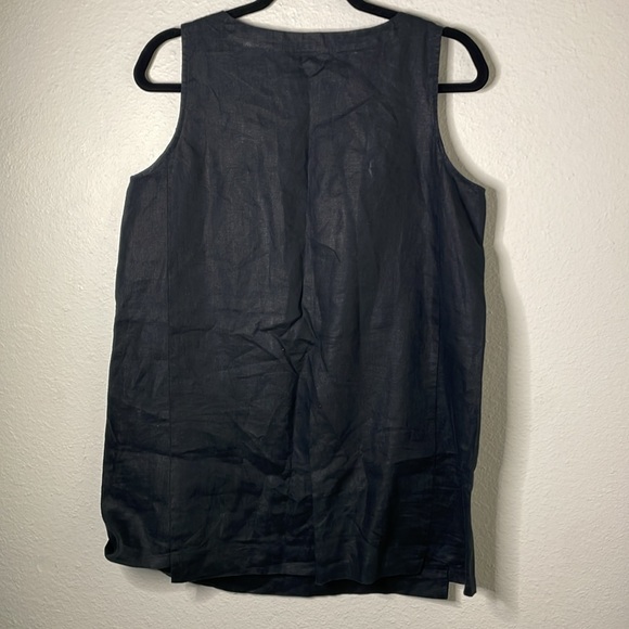 J. Jill Love Linen Sleeveless Asymmetrical Tank Tunic Top Black Size Small - Picture 2 of 5
